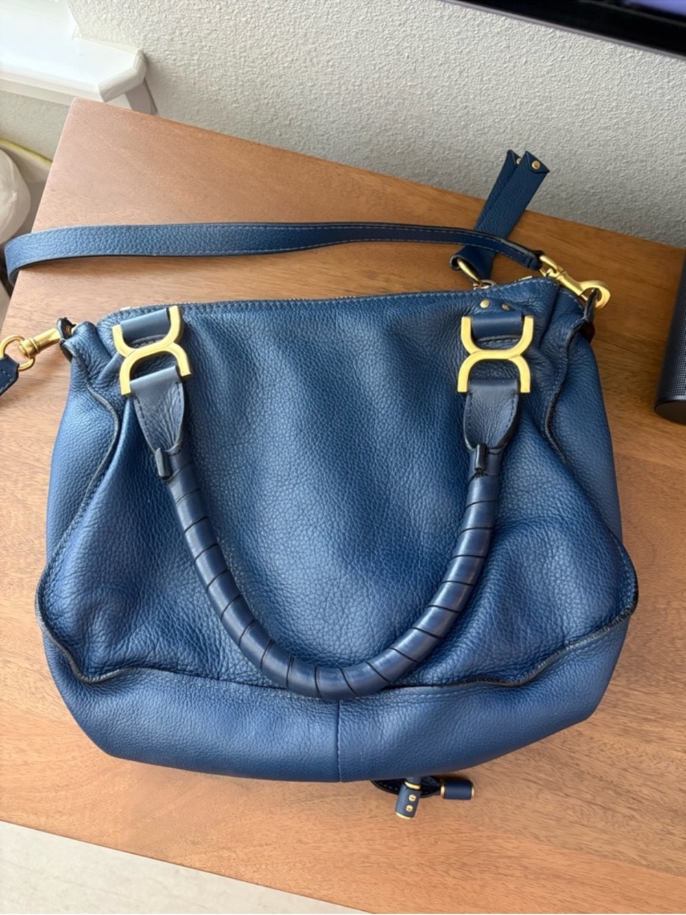 Chloe Marcie in Royal Navy 2way Crossbody bag - Picture 3 of 7